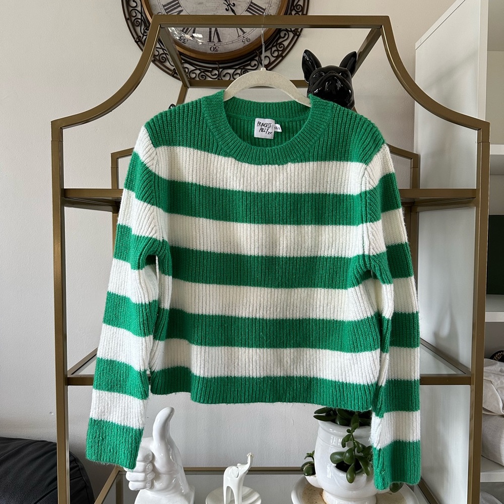 Princess Polly Green and White Striped Sweater